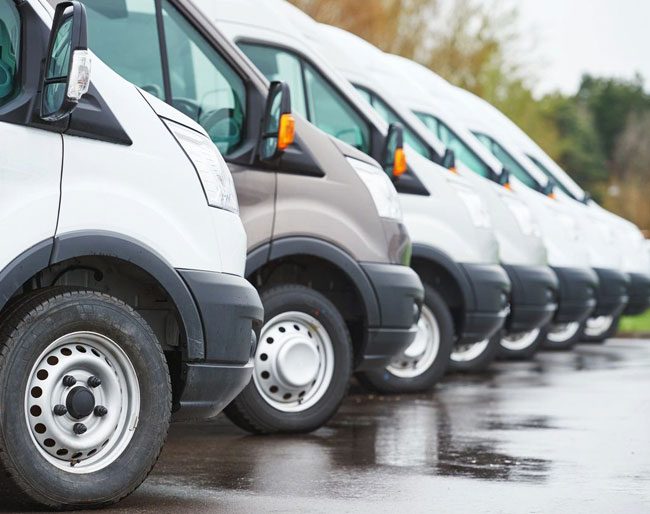 Commercial Delivery Vans in Row